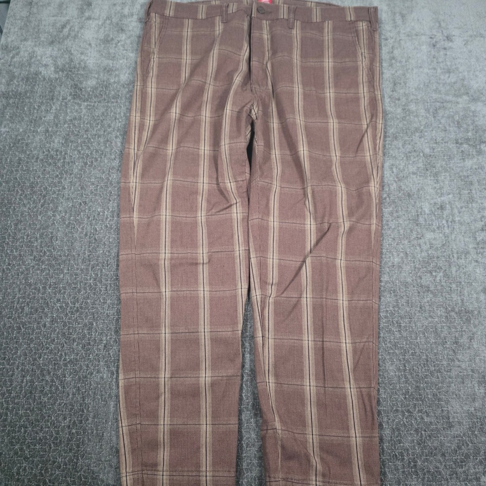 Levis XX Chino Standard Taper Brown Plaid Pants Mens 40x30 Stretch Tapered Leg